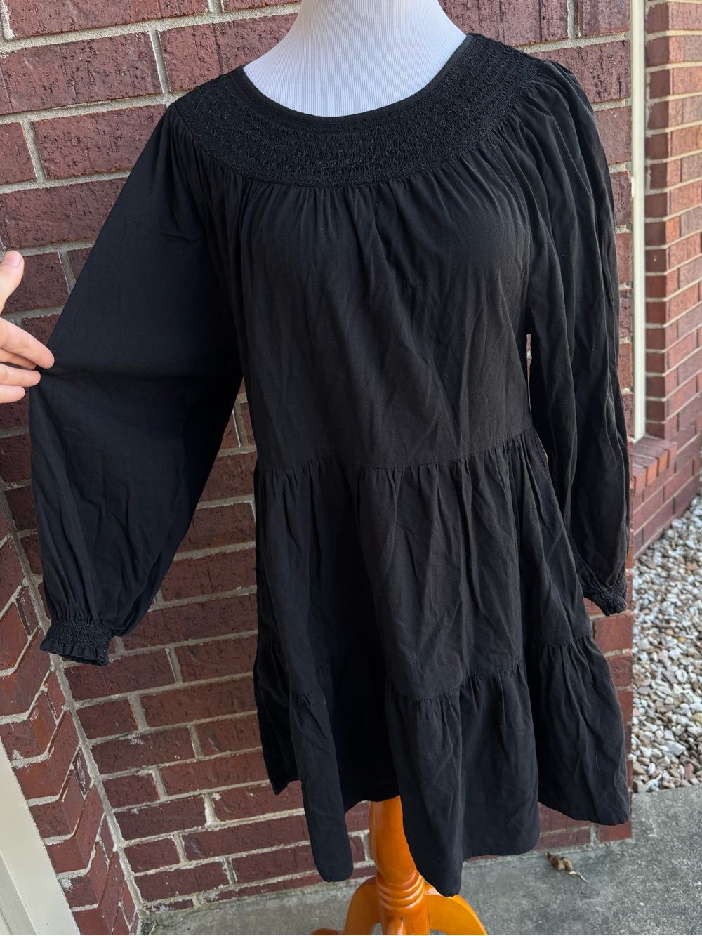 Old Navy Black Tiered Long-Sleeve Dress